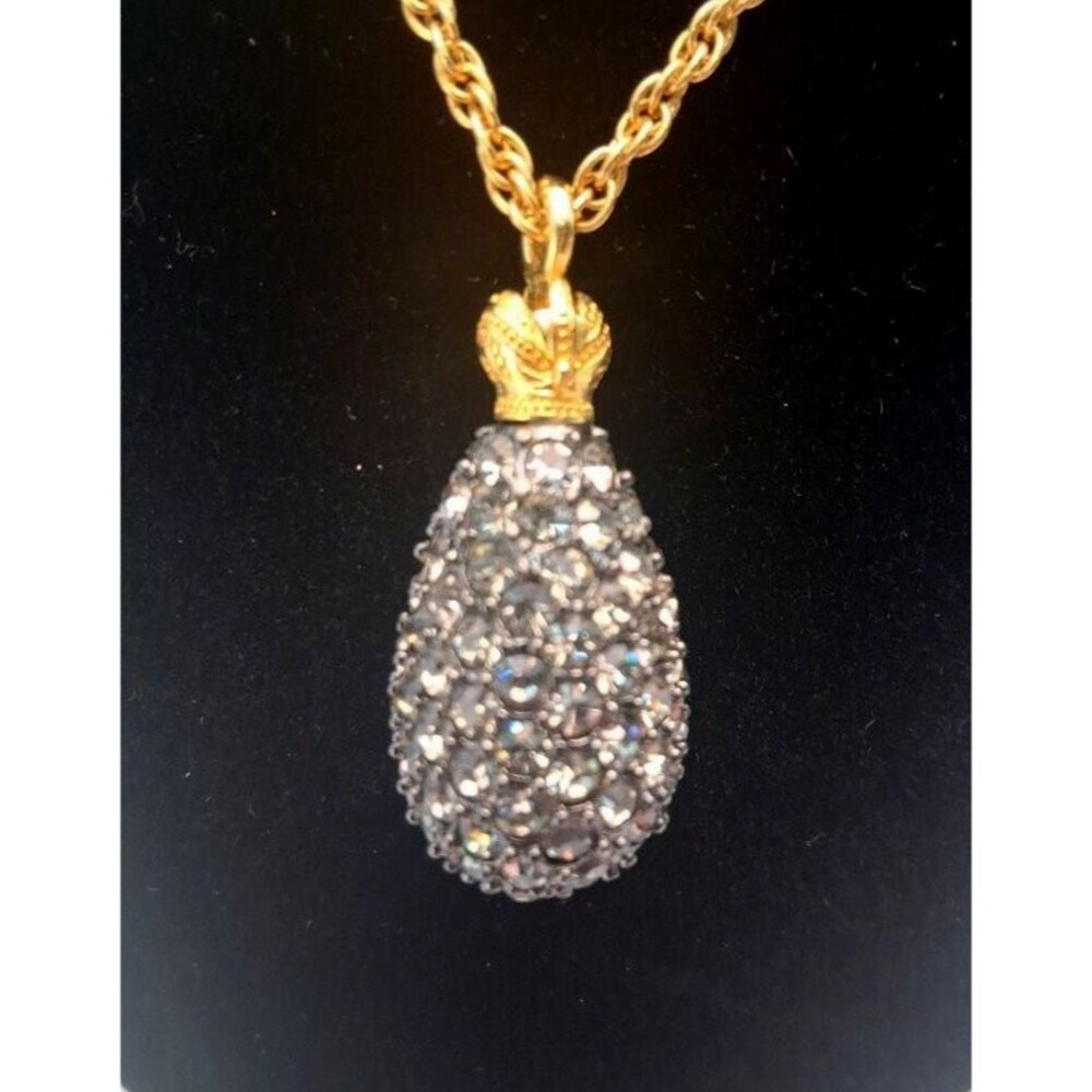 Joan Rivers Classics Collection Pavé Crystal Egg Pendant Gold Tone Necklace